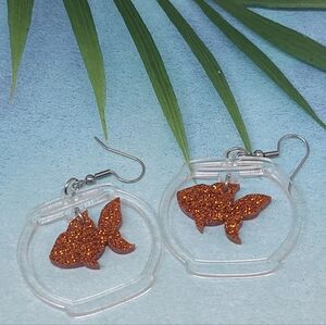 Goldfish in a Bowl Acrylic Earrings